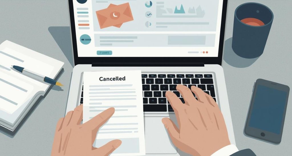 Trámite cancelado visto en primera persona en una plataforma administrativa