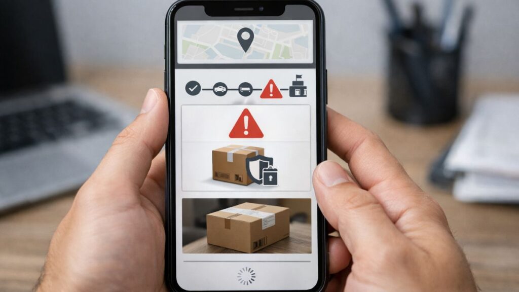 Paquete retenido en aduana México notificación en app de rastreo